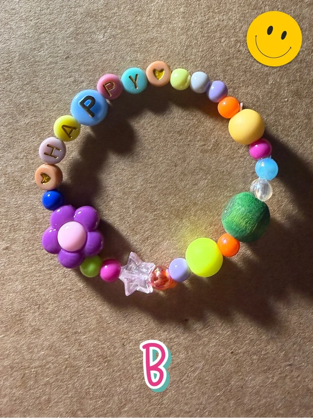 HAPPY Beaded Stretch Bracelets for Tweens, Teens, and Young Adults